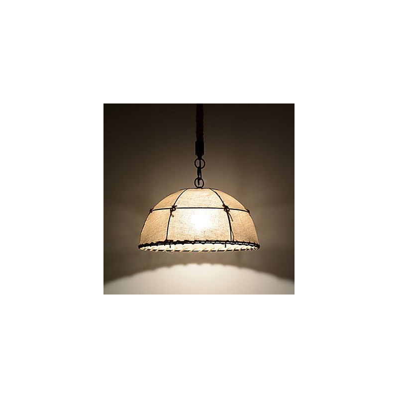 Halbrunde Pendelleuchte mit 1 Leuchte, Vintage-Stil, Industrie-Stil, gelbes Stoff- und Metall-Tropfenlicht