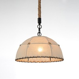 Halbrunde Pendelleuchte mit 1 Leuchte, Vintage-Stil, Industrie-Stil, gelbes Stoff- und Metall-Tropfenlicht