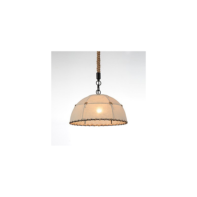 Halbrunde Pendelleuchte mit 1 Leuchte, Vintage-Stil, Industrie-Stil, gelbes Stoff- und Metall-Tropfenlicht