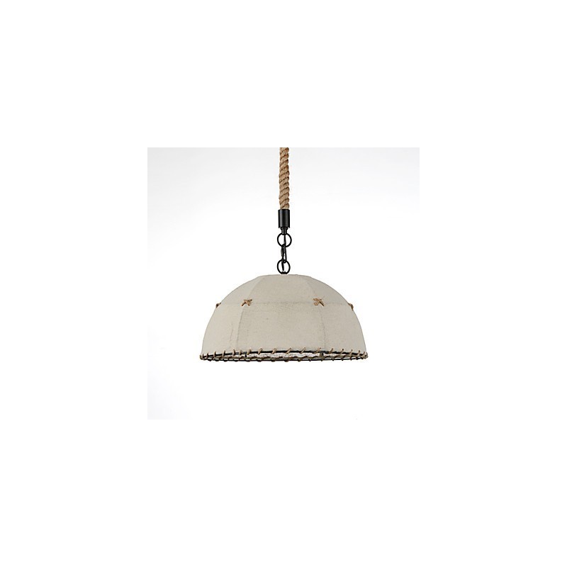 Halbrunde Pendelleuchte mit 1 Leuchte, Vintage-Stil, Industrie-Stil, gelbes Stoff- und Metall-Tropfenlicht