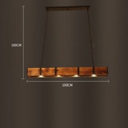 Pendelleuchte im Industriestil, rechteckig, Holz, Deckenleuchte, Insel