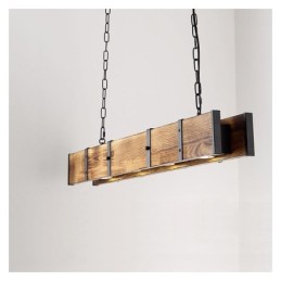 Pendelleuchte im Industriestil, rechteckig, Holz, Deckenleuchte, Insel