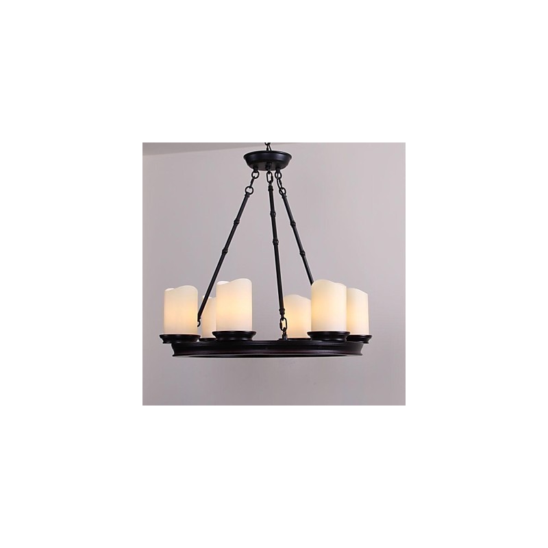 Vintage Kronleuchter 6 Lichter Stahl und Glas