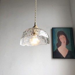Unregelmäßige Pendelleuchte aus Messingglas, Hammerglas-Deckenleuchte