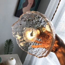 Unregelmäßige Pendelleuchte aus Messingglas, Hammerglas-Deckenleuchte