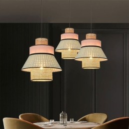 1 Licht Kleid Lampenschirm Pendelleuchte Bambus Weave Beleuchtung