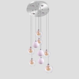 Pendelleuchte Glas Cluster Deckenleuchte Gold Nickel Gebürstet+Milchglaskugel