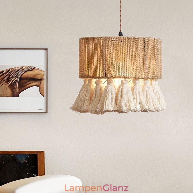 Hanfseil Pendelleuchte Retro Dekoration Deckenleuchte Quaste Lampenschirm