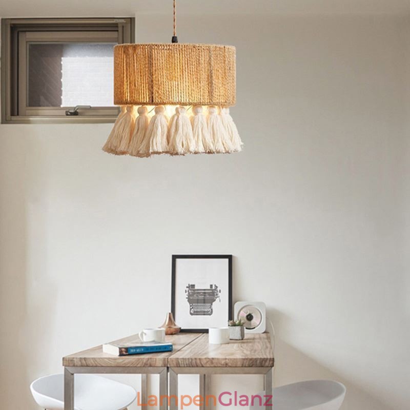 Hanfseil Pendelleuchte Retro Dekoration Deckenleuchte Quaste Lampenschirm