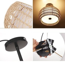 Deckenleuchte, rund, 32 cm, aus Papierseilstoff, 3 Lichter