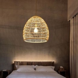Handgewebte Pendelleuchte Rattan Hängeleuchte Bauernhaus