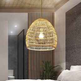 Handgewebte Pendelleuchte Rattan Hängeleuchte Bauernhaus