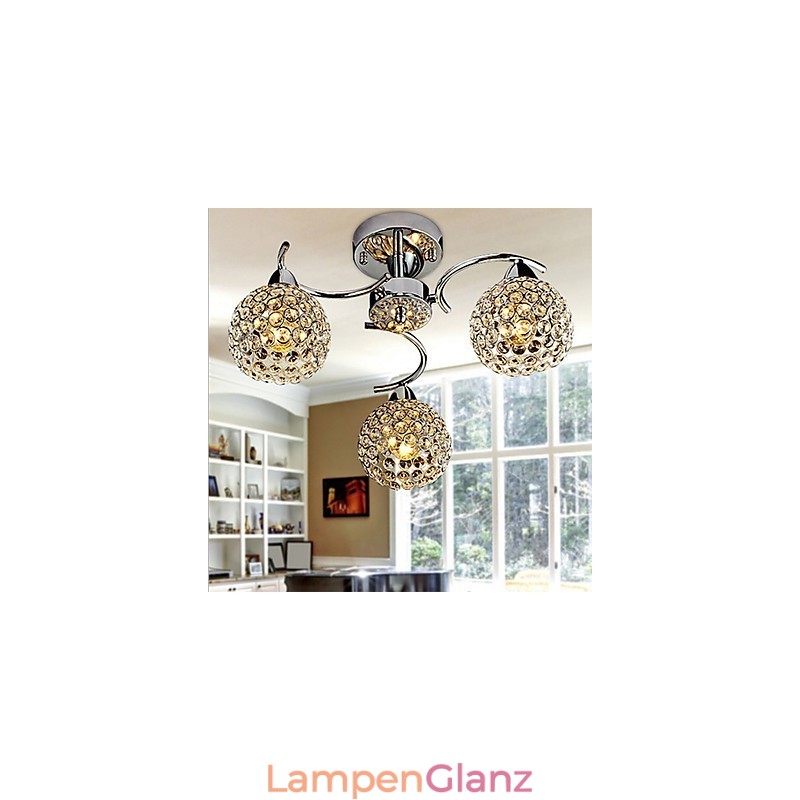 Moderne zeitgenössische Kristall galvanisierte Metall Pendelleuchte Unterputz