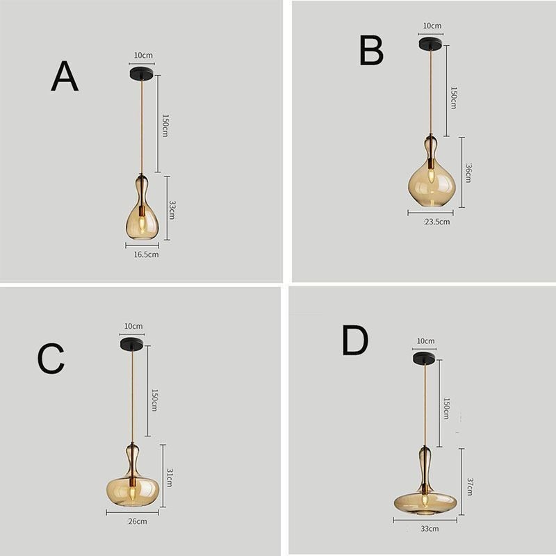 Nordische Glas-Pendelleuchte, bernsteinfarbener Schirm, Deckenleuchte