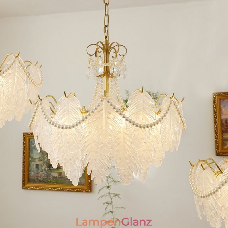 Europäische Glas Pendelleuchte Postmoderne Blatt Hängeleuchte