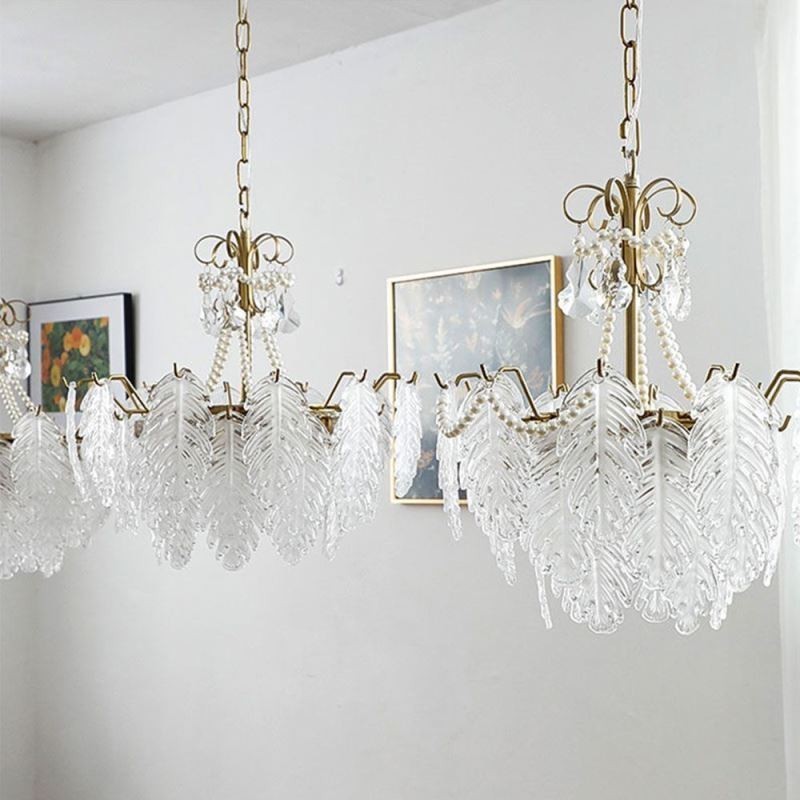 Elegante Glas-Pendelleuchte Blatt-Hängeleuchte
