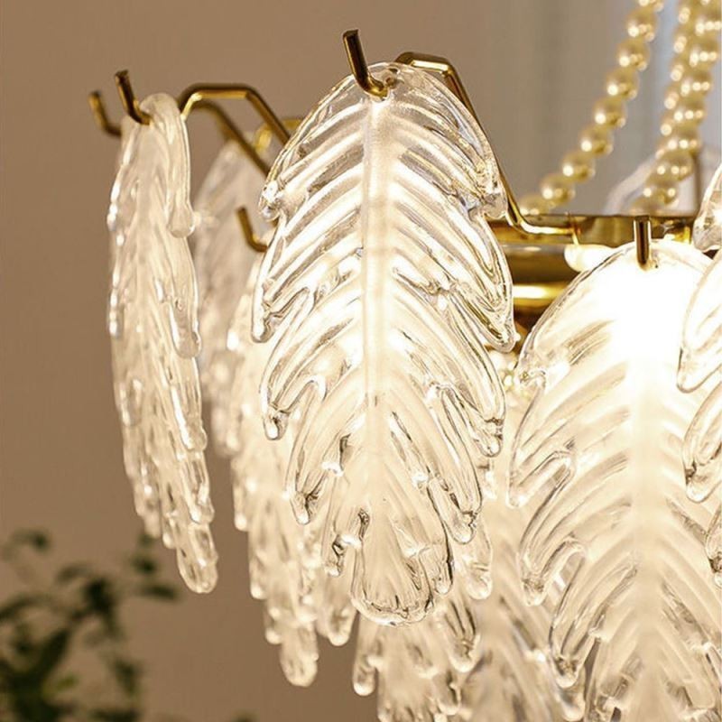 Elegante Glas-Pendelleuchte Blatt-Hängeleuchte