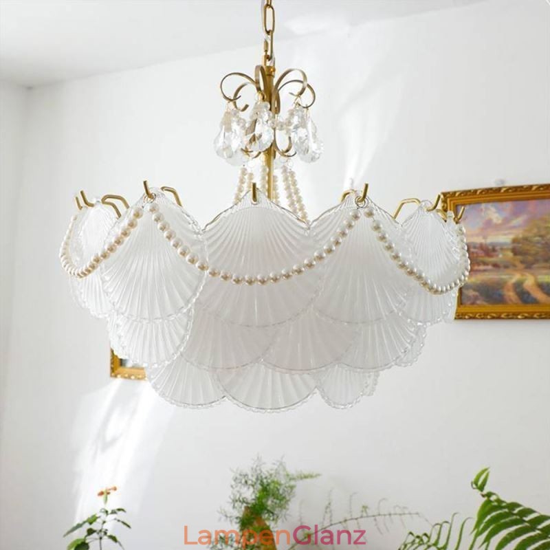 Europäische Glaspendelleuchte Elegante Jakobsmuschel-Hängeleuchte