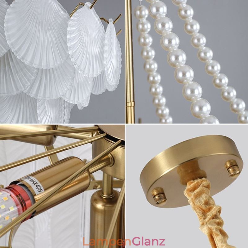 Europäische Glaspendelleuchte Elegante Jakobsmuschel-Hängeleuchte