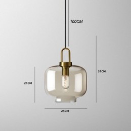3-flammige Pendelleuchte mit Glasschirminsel