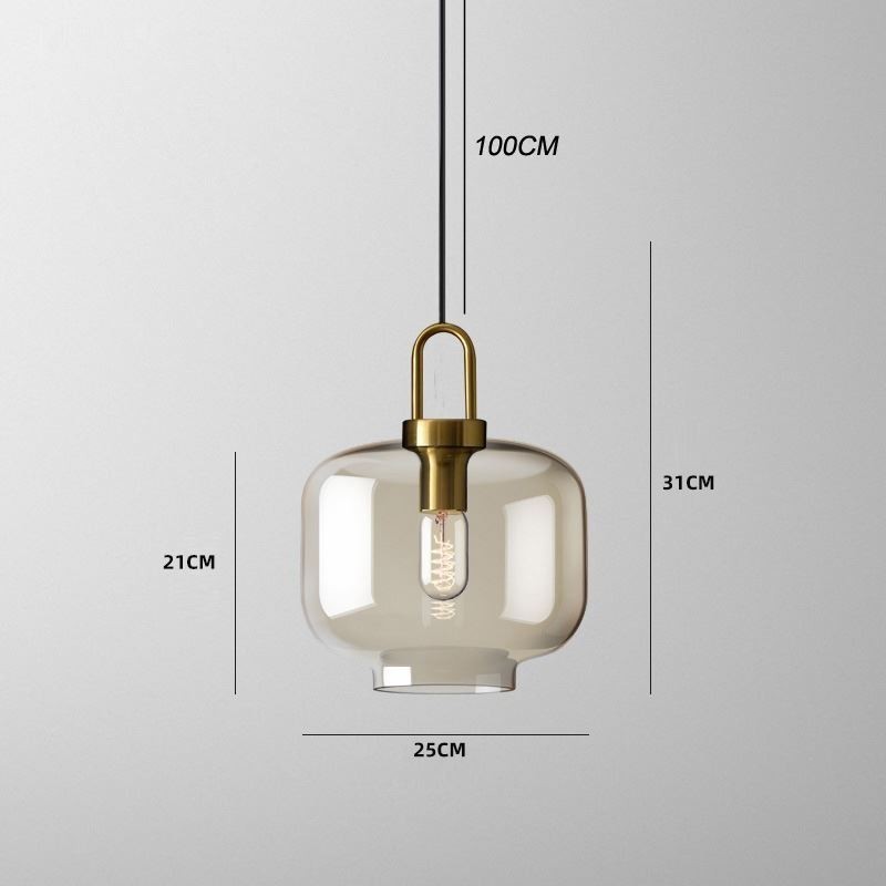 3-flammige Pendelleuchte mit Glasschirminsel