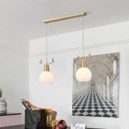 Moderne einfache Kupfer Pendelleuchte Geweih Hängeleuchte