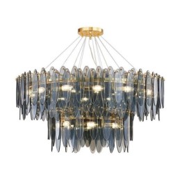 Moderne runde Pendelleuchte aus Glas, eleganter Kronleuchter aus Glas
