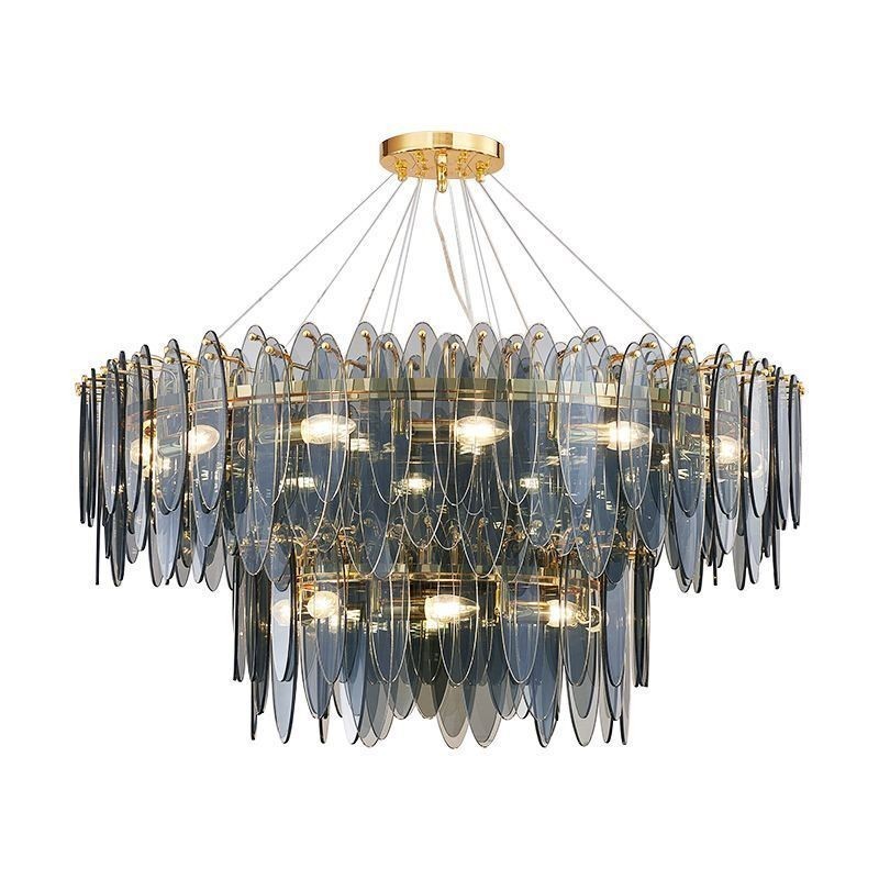 Moderne runde Pendelleuchte aus Glas, eleganter Kronleuchter aus Glas