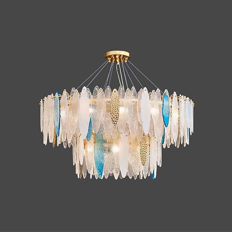 Moderne runde Pendelleuchte aus Glas, eleganter Kronleuchter aus Glas