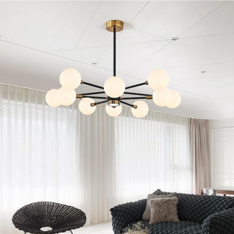 Nordic Glas Anhänger Licht Milchig Weiß Runde Lampe Kronleuchter Beleuchtung