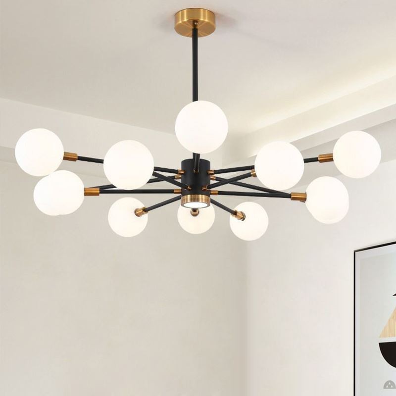 Nordic Glas Anhänger Licht Milchig Weiß Runde Lampe Kronleuchter Beleuchtung