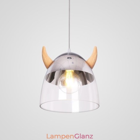 Klassische Glas Pendelleuchte Holz Horn Lampe Kreative Beleuchtung