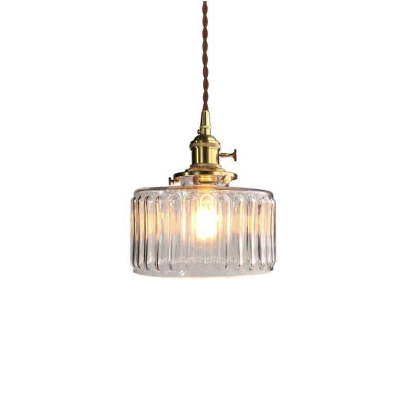 Jelly Jar Pendelleuchte aus klarem geripptem Glas mit Drehschalter