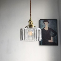 Jelly Jar Pendelleuchte aus klarem geripptem Glas mit Drehschalter