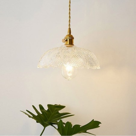 Große Deckenleuchte aus klarem geripptem Glas, Heimbeleuchtung mit Drehschalter, Lampe, wohltuendes, warmes Licht Große Deckenleuchte aus klarem geripptem Glas, Heimbeleuchtung mit Drehschalter, Lampe, wohltuendes, warmes Licht