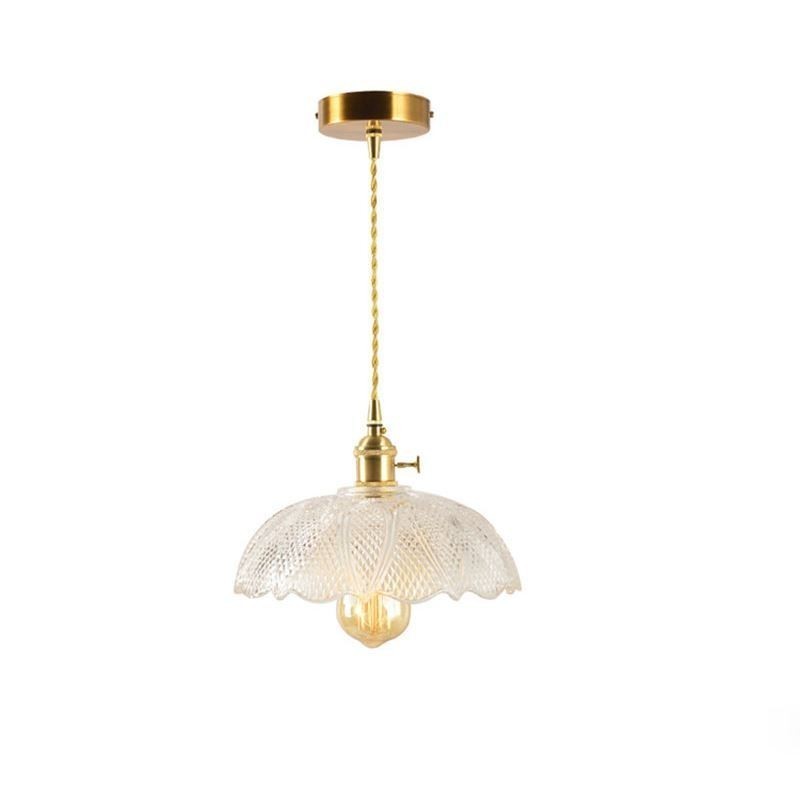 Große Deckenleuchte aus klarem geripptem Glas, Heimbeleuchtung mit Drehschalter, Lampe, wohltuendes, warmes Licht