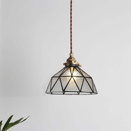 Geometrische Pendelleuchte aus Buntglas Geometrische Pendelleuchte aus Buntglas