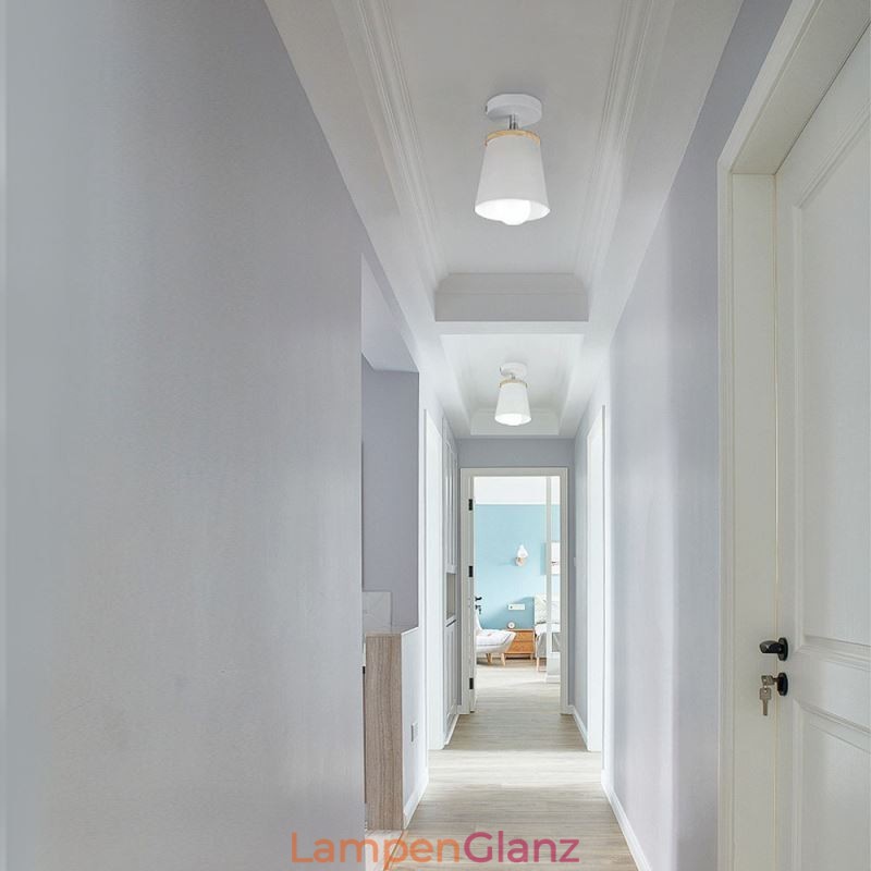 Nordischer Eisenstrahler, einfache Deckenleuchte aus Holz (Einzellicht)