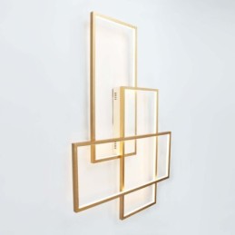Moderne Deckenleuchte mit zeitgenössischer Aluminium-Malerei in Gold, Unterputzleuchte mit Ferndimmer für Wohnzimmer, Schlafzimmer (kann auch als Wandleuchte verwendet werden)