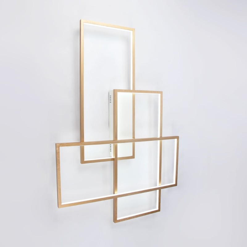 Moderne Deckenleuchte mit zeitgenössischer Aluminium-Malerei in Gold, Unterputzleuchte mit Ferndimmer für Wohnzimmer, Schlafzimmer (kann auch als Wandleuchte verwendet werden)