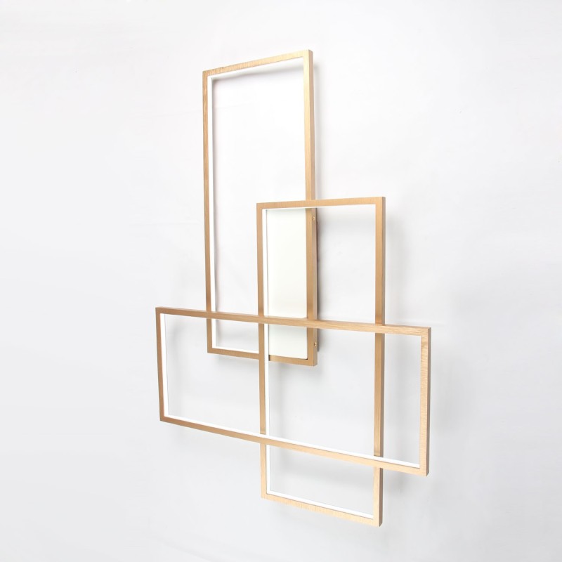 Moderne Deckenleuchte mit zeitgenössischer Aluminium-Malerei in Gold, Unterputzleuchte mit Ferndimmer für Wohnzimmer, Schlafzimmer (kann auch als Wandleuchte verwendet werden)