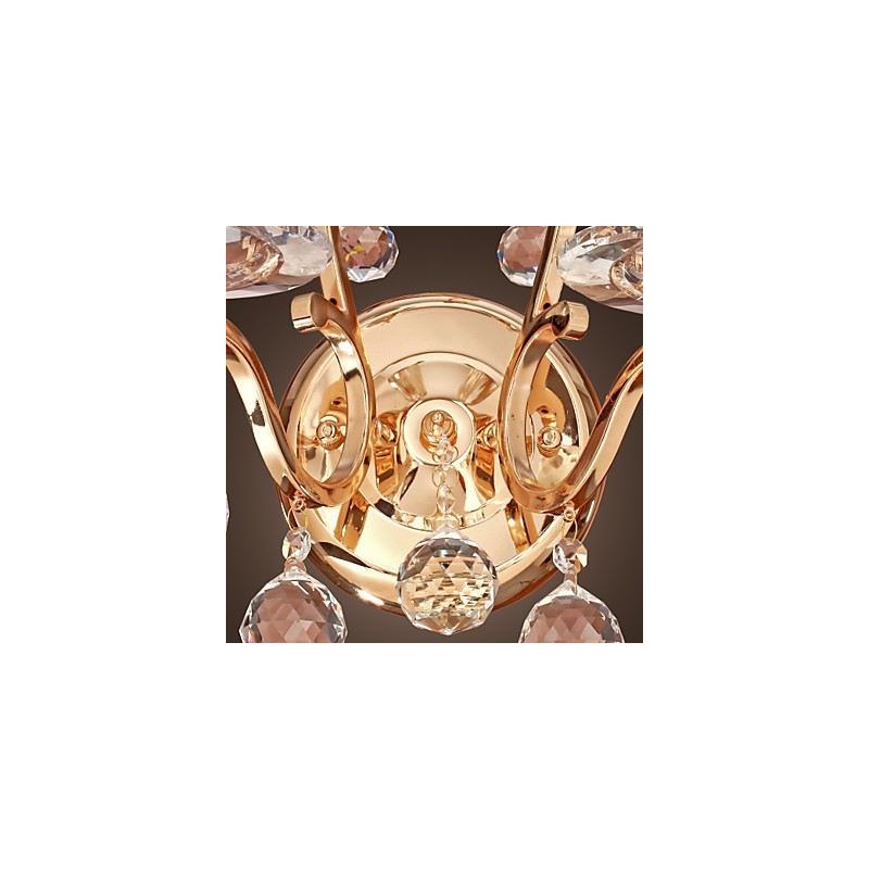 Goldene Kristall-Wandleuchte mit 2 Lichtern