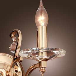 Goldene Kristall-Wandleuchte mit 2 Lichtern