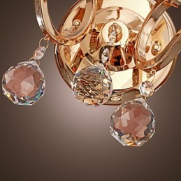 Goldene Kristall-Wandleuchte mit 2 Lichtern