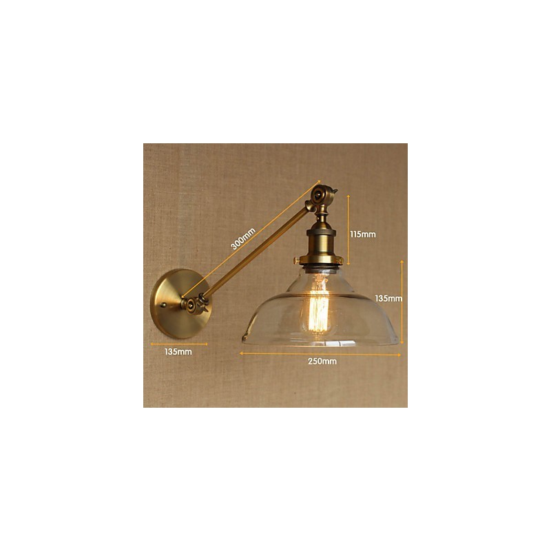 Die Eisen Glas Bronze Messing Arm Stil Retro Kreative Amerikanischen Land Halle Schlafzimmer Wand Lampe
