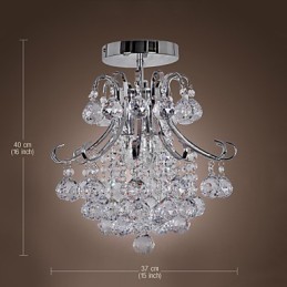 Moderne zeitgenössische Kristall Mini Stil Galvanisierte Metall Kronleuchter Unterputz