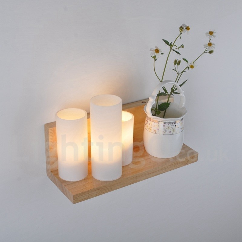 Mini-Stil Wandleuchten mit Glasschirmen Moderne zeitgenössische Holz Bambus Wandleuchte