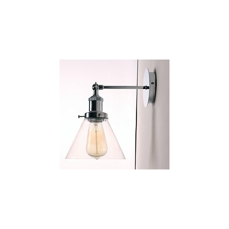 Art Deco Wandleuchte mit Glaskegelschirm nach unten