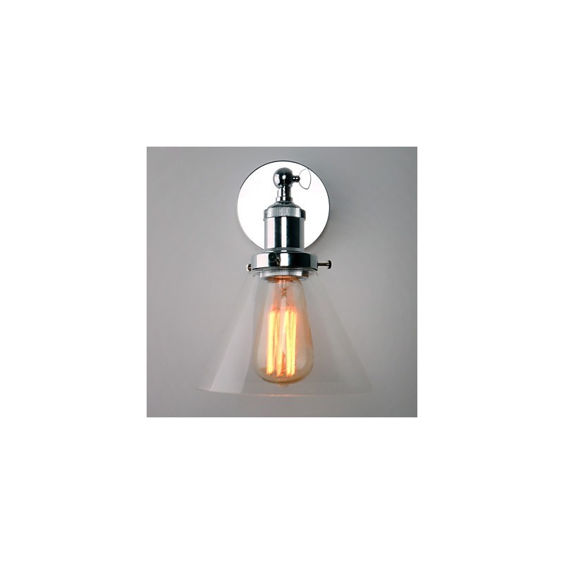 Art Deco Wandleuchte mit Glaskegelschirm nach unten