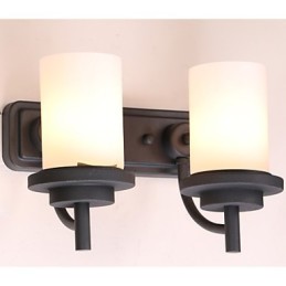 2 * Retro-Wandleuchte im klassischen Stil aus Eisen in Lackierung mit Milchglas